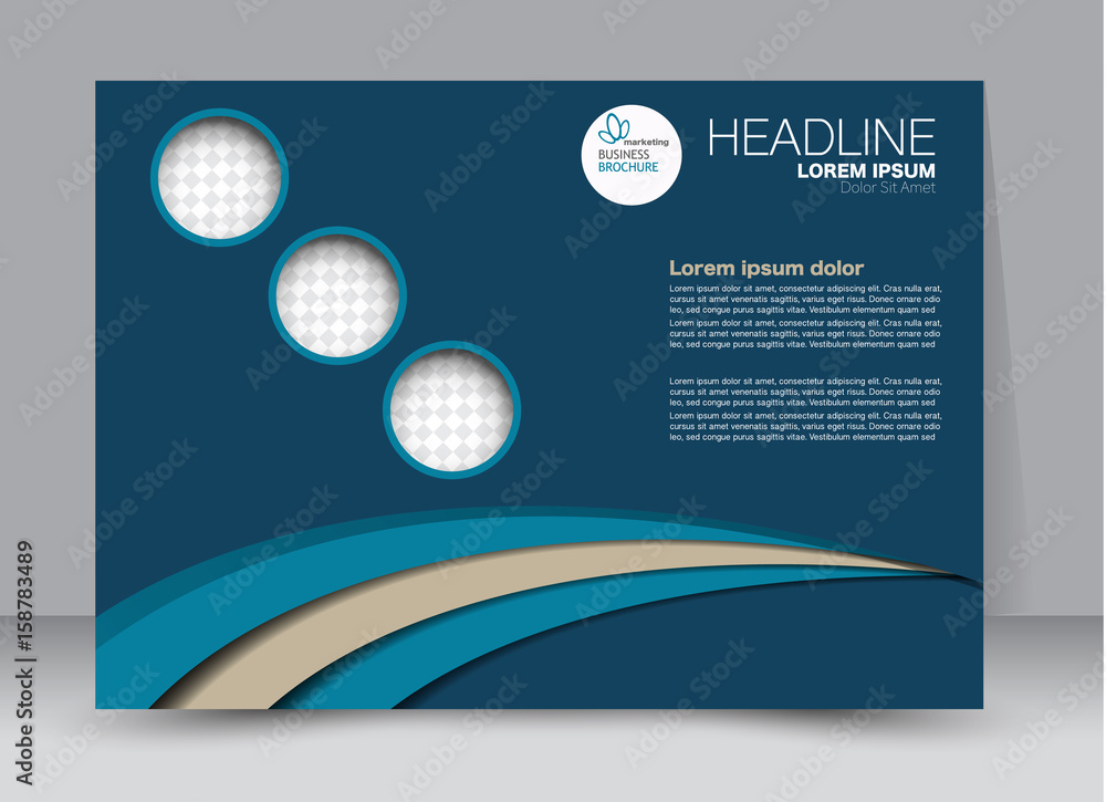 Flyer, brochure, billboard template design landscape orientation for education, presentation, website. Blue  color. Editable vector illustration.