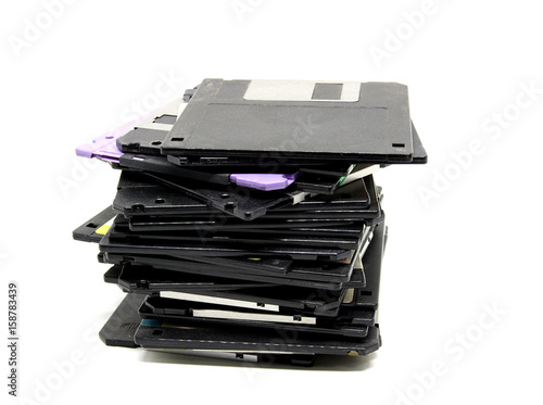 old floppy disc isolated on white background