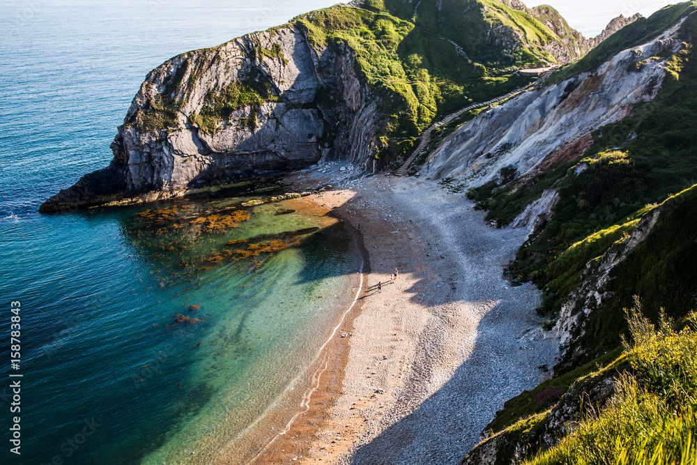 beautiful hidden beach on the Jurassic Coast of Dorset, UK - Britiish summer holiday destination