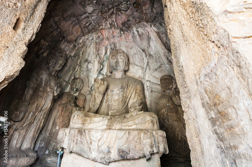 statues in grotto in Longmen Caves