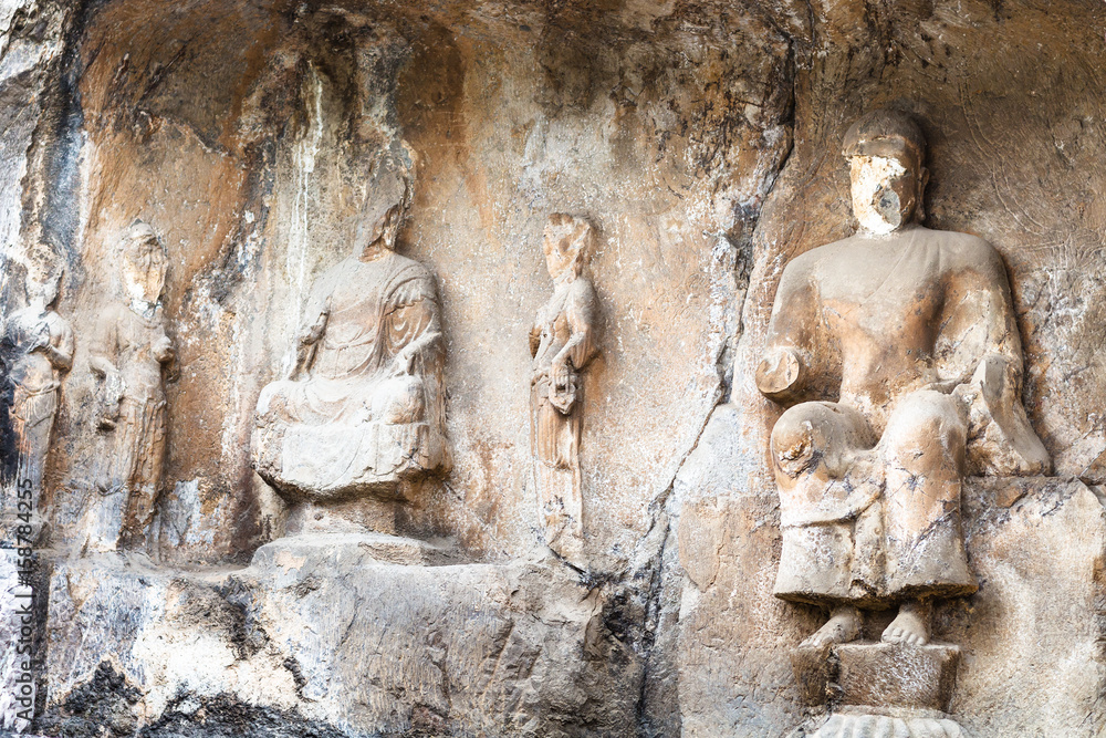 carved statues in cave of Longmen Grottoes