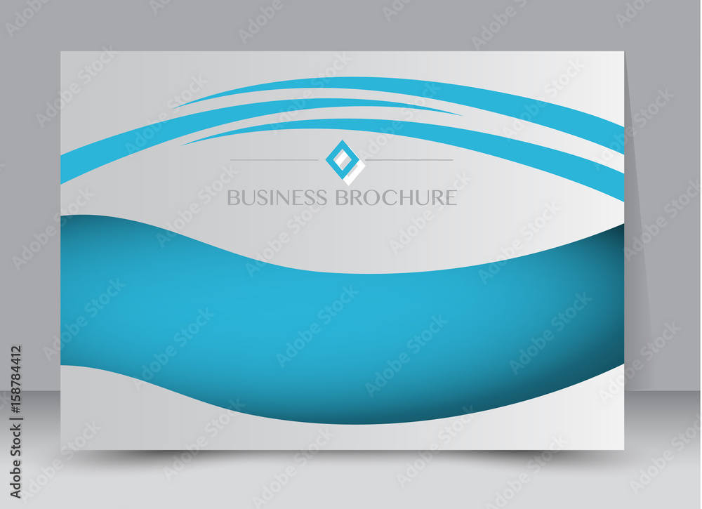 Naklejka premium Flyer, brochure, billboard template design landscape orientation for education, presentation, website. Blue color. Editable vector illustration.