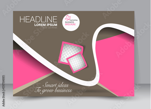 Flyer, brochure, billboard template design landscape orientation for education, presentation, website. Pink and brown  color. Editable vector illustration.