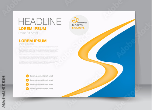 Flyer, brochure, billboard template design landscape orientation for education, presentation, website. Yellow and blue color. Editable vector illustration.