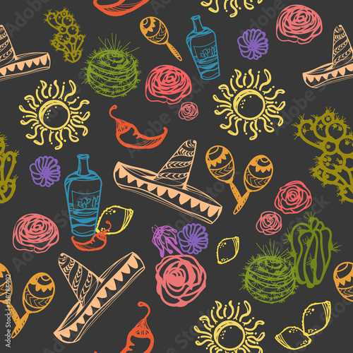 Vector seamless pattern mexican theme