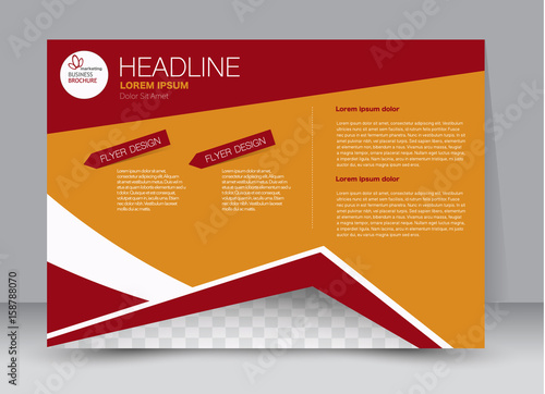 Flyer, brochure, billboard template design landscape orientation for education, presentation, website. Orange and red color. Editable vector illustration.