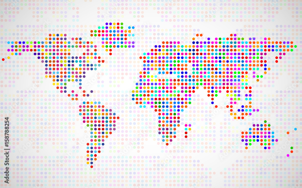 Fototapeta premium Abstract world map from colorful dots. Vector illustration. Eps 10