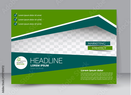 Flyer, brochure, billboard template design landscape orientation for education, presentation, website. Green color. Editable vector illustration.