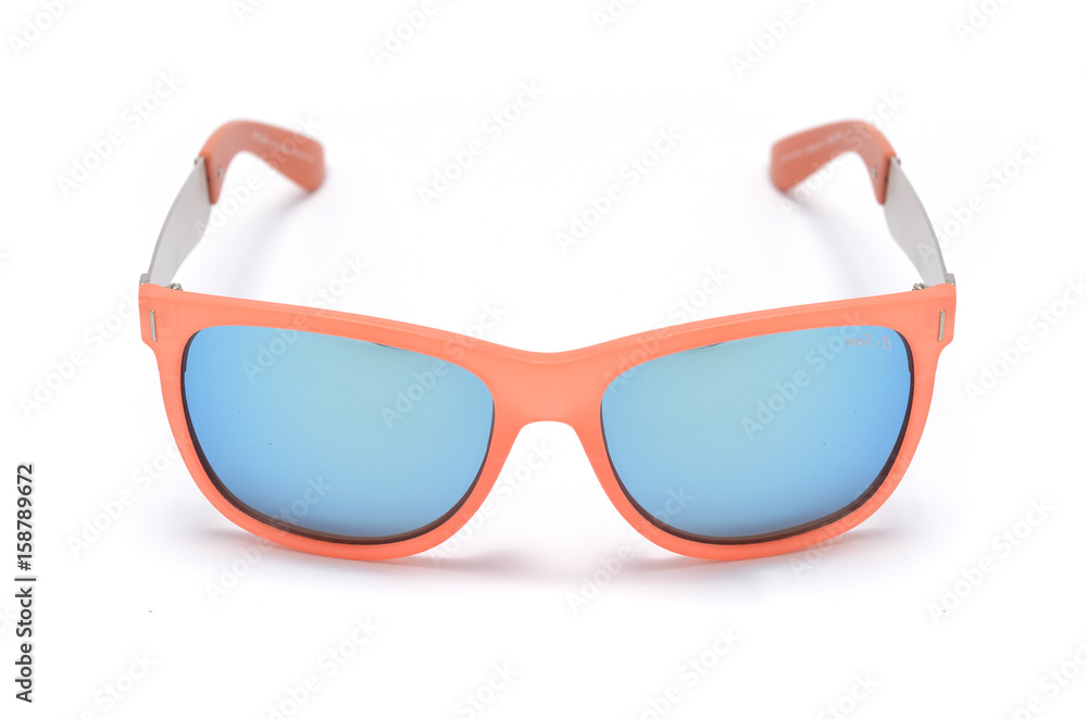 Sunglasses in a transparent yellow frame isolated on white Sunglasses in a transparent yellow frame isolated on white