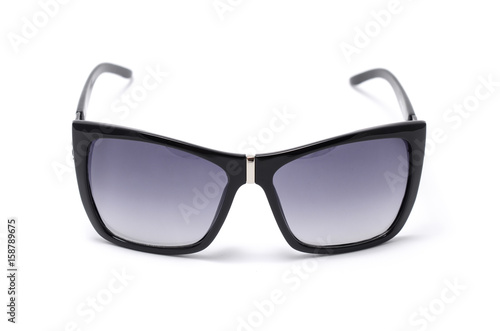 Sunglasses in white wide frame isolated