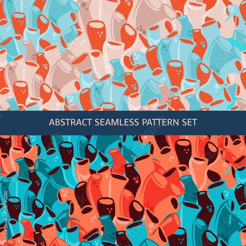 Fototapeta Naklejka Na Ścianę i Meble -  Abstract seamless pattern set, vector corals