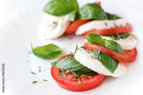 Caprese salad, tomatoes, mozzarella and basil