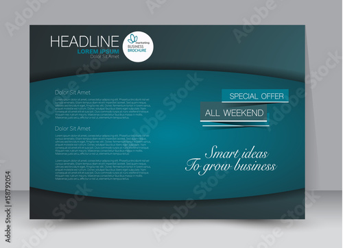 Flyer, brochure, billboard template design landscape orientation for education, presentation, website. Blue color. Editable vector illustration.