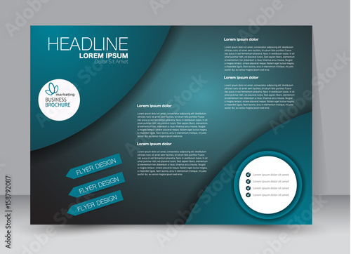 Flyer, brochure, billboard template design landscape orientation for education, presentation, website. Blue color. Editable vector illustration.