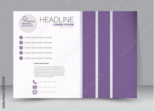 Flyer, brochure, billboard template design landscape orientation for education, presentation, website. Purple color. Editable vector illustration.