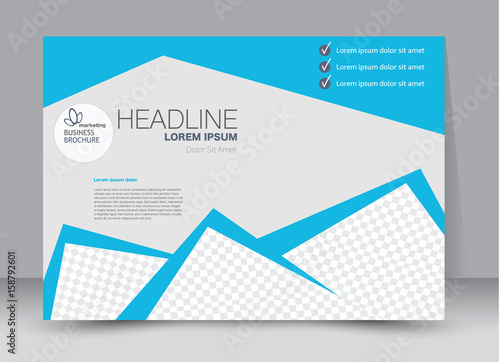 Flyer, brochure, billboard template design landscape orientation for education, presentation, website. Blue color. Editable vector illustration.