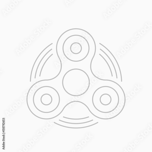 Fidget spinner thin line vector icon. Finger spinner stress relieving toy. Hand spin toy icon.
