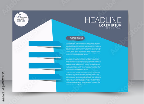 Flyer, brochure, billboard template design landscape orientation for education, presentation, website. Blue color. Editable vector illustration.
