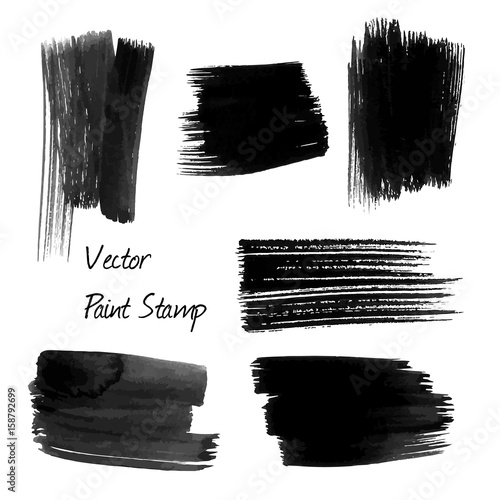 Set of black watercolor brush vector strokes