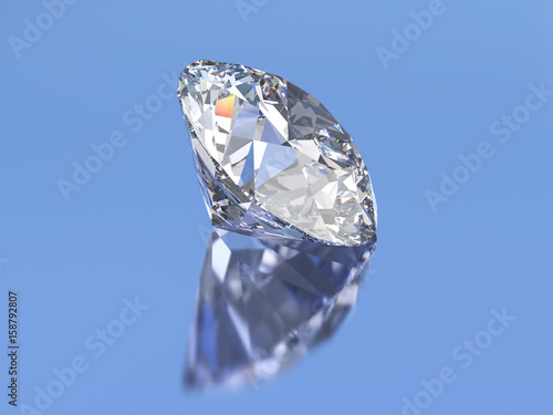 3D illustration ova diamond stone