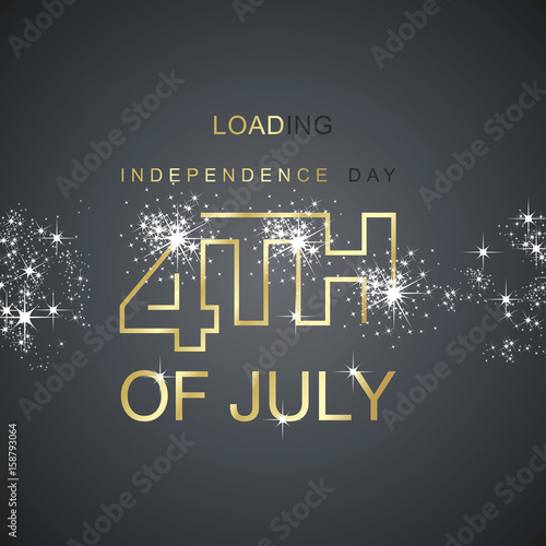 Day 4th July loading spark firework gold black vector