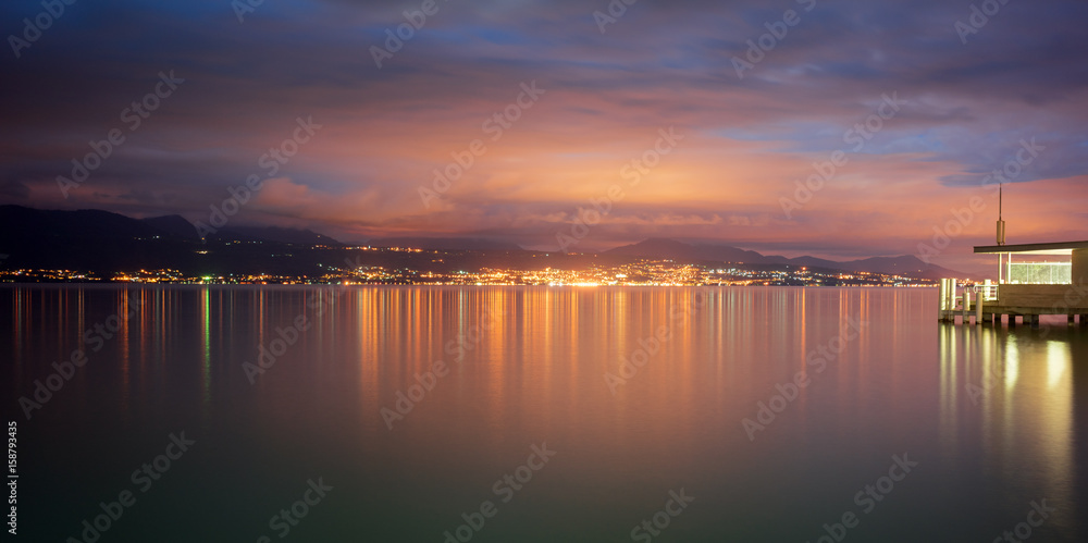 Nightfall at Pully by Lake Leman (Lake Geneva) in Switzerland