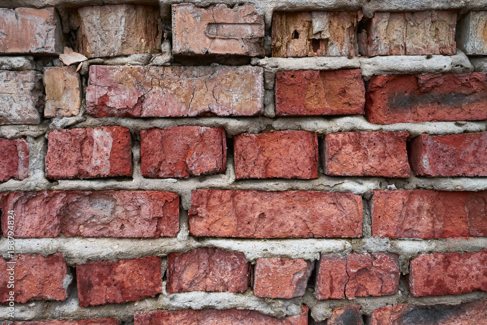 Obraz premium Red old worn brick wall texture background