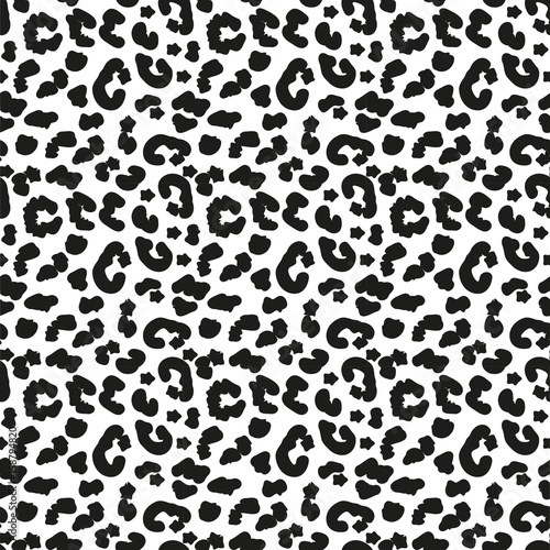 White Leopard skin seamless pattern. African animals concept endless background, repeating texture. Vector illustration