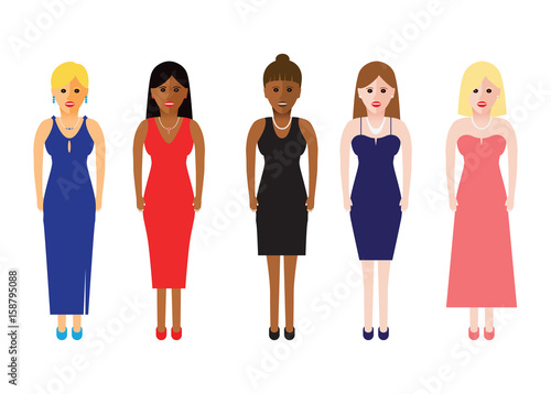women in a line