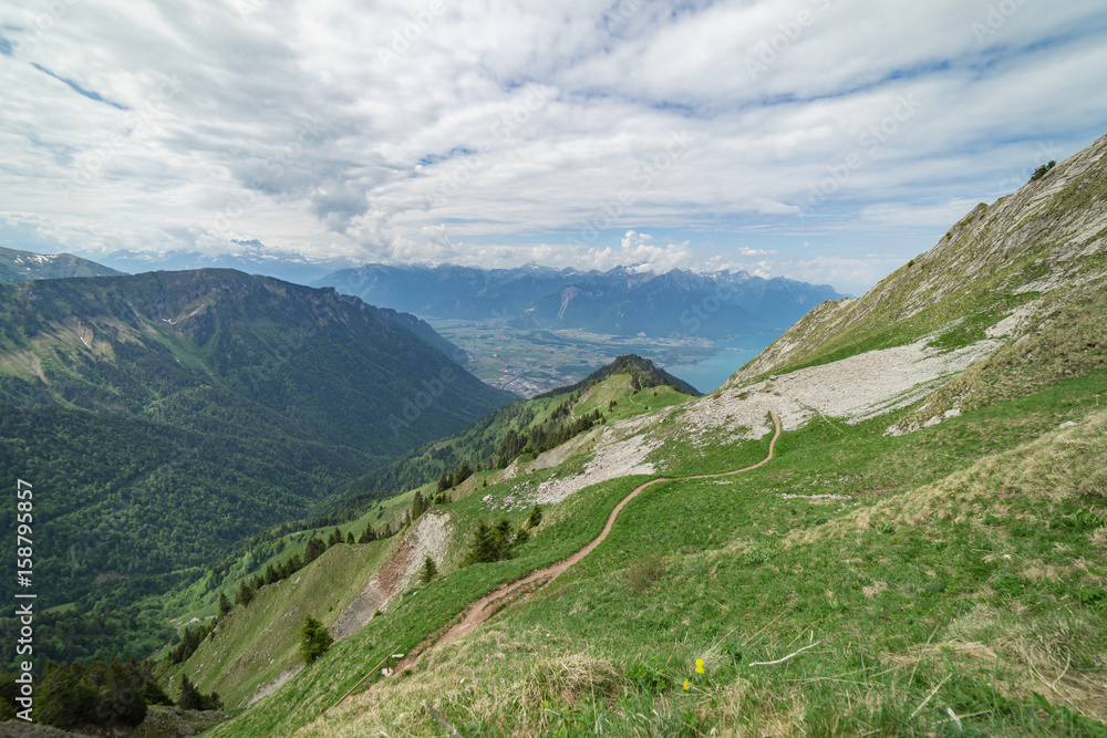 View from Rocher de Naye, Switzerland, towards Lake Leman.