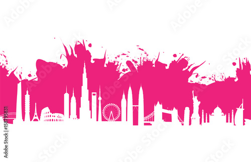 Pink cityscape splash