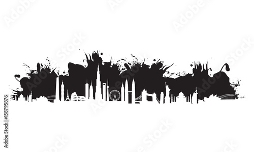 black cityscape splash