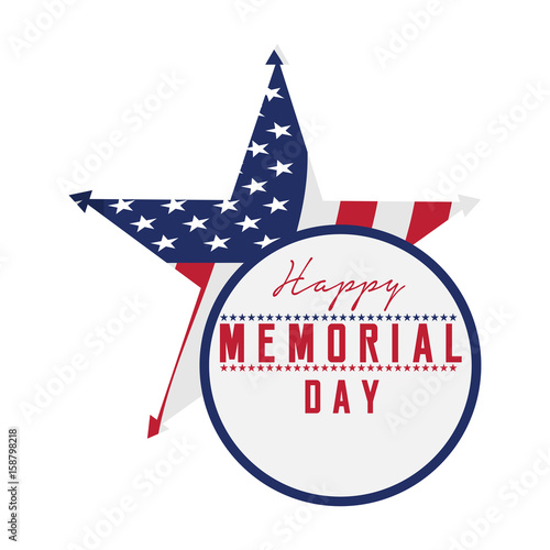 Isolated memorial day emblem on a white background, Vector illustration