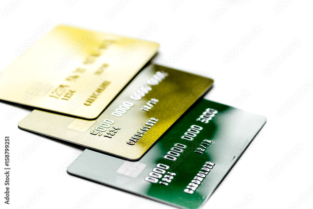 credit cards for business payments on white office desk background close up credit cards for business payments on white office desk background close up