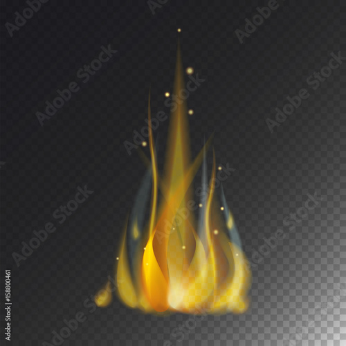 Fire flame hot burn vector icon warm danger and cooking yellow bonfire light blazing campfire.
