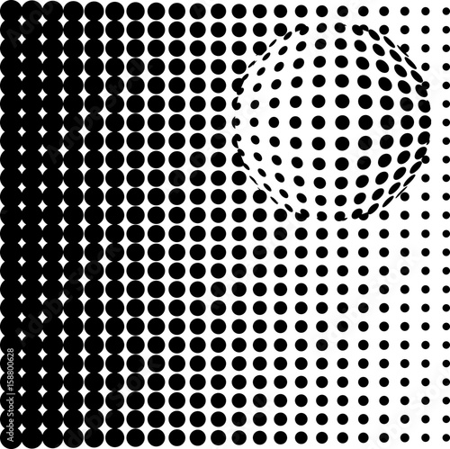 Black and white abstract halftone background. Vector clip art.