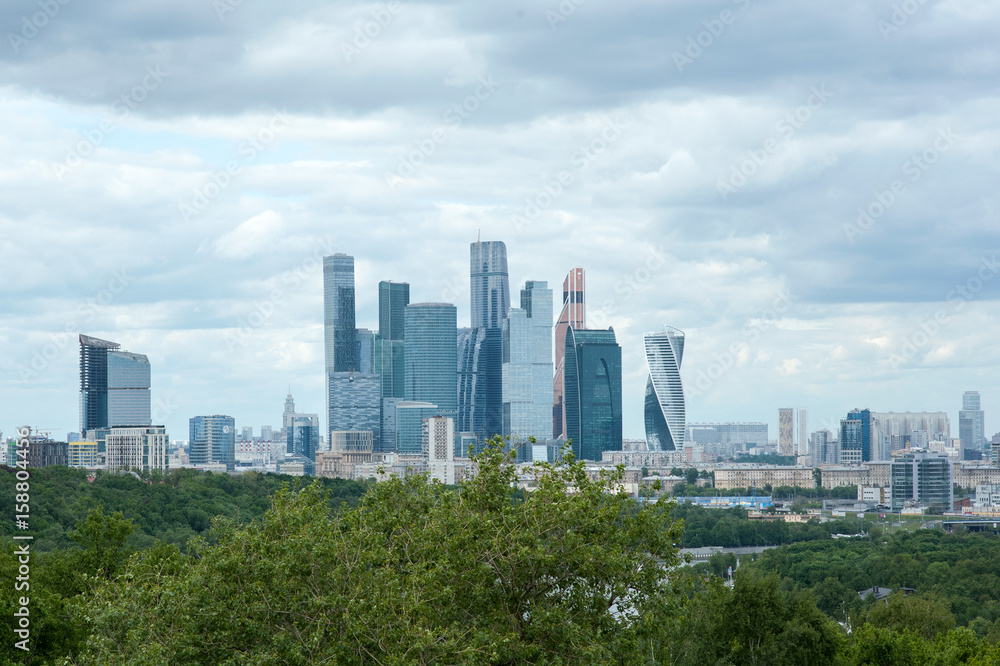 MOSCOW, RUSSIA - June, 04, 2017 A view of the skyscrapers of the business center of Moscow City in Moscow.
