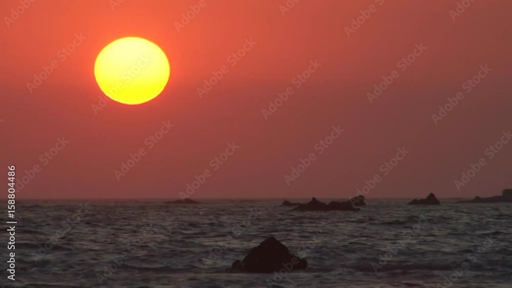 Sun slowly sets over Mediterranean Sea Sun slowly sets over Mediterranean Sea