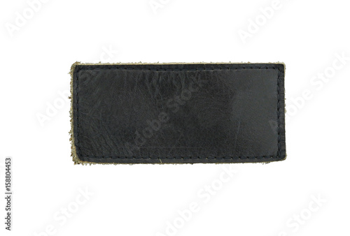 blank black leather label isolated