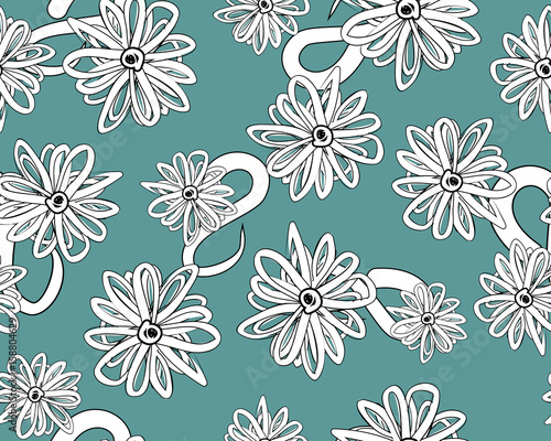 Wallpaper Mural Seamless vector pattern with daisies Torontodigital.ca