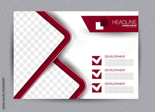 Flyer, brochure, billboard template design landscape orientation for education, presentation, website. Red color. Editable vector illustration.