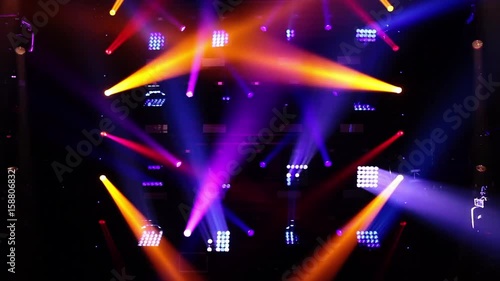 Club laser light show. Abstract lighting background. Disco stage laser equipment