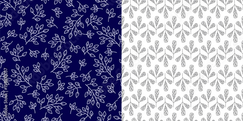 Seamless pattern leaves vector illustration nature design floral summer plant...