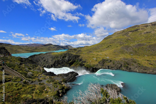 Fototapeta Naklejka Na Ścianę i Meble -  Salto Grande waterfall, Torres Del Paine National Park, Patagonia, Chile Southamerica