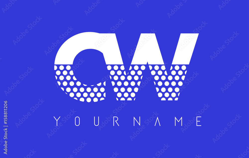 Fototapeta premium CW C W Dotted Letter Logo Design with Blue Background.
