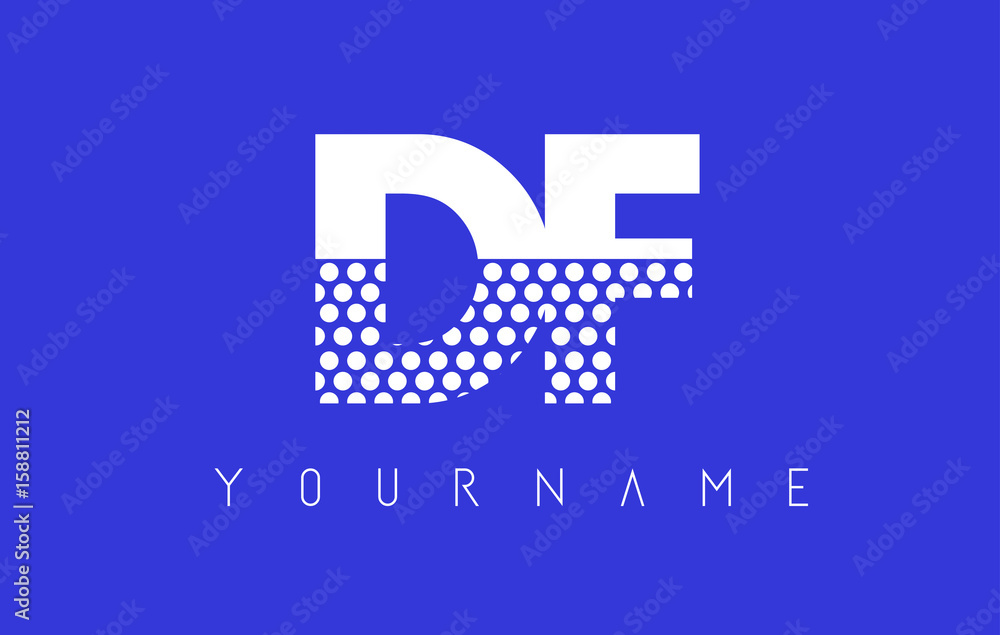 Fototapeta premium DF D F Dotted Letter Logo Design with Blue Background.