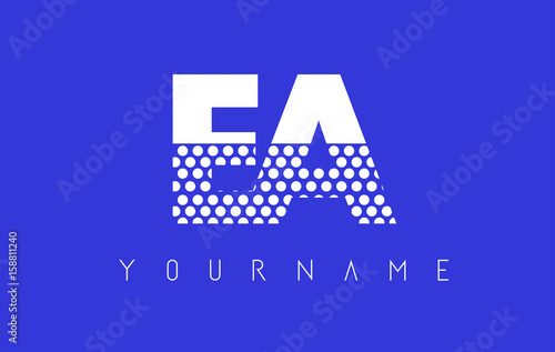 EA E A Dotted Letter Logo Design with Blue Background.