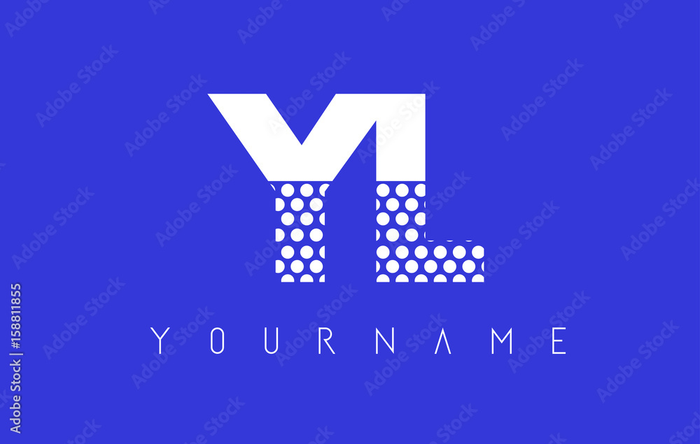 YL Y L Dotted Letter Logo Design with Blue Background.