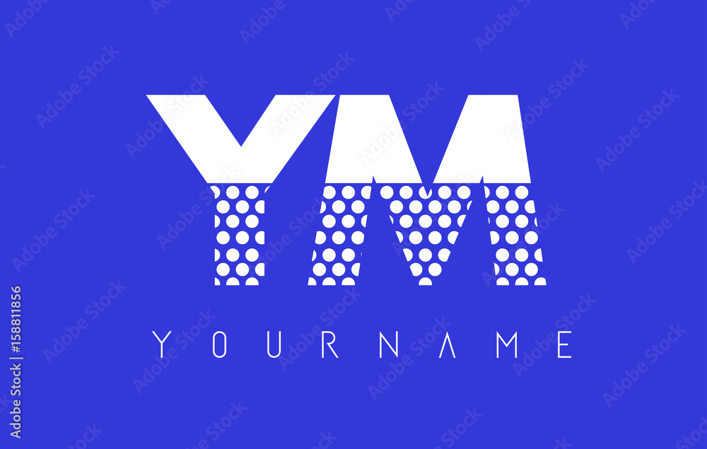 Fototapeta premium YM Y M Dotted Letter Logo Design with Blue Background.
