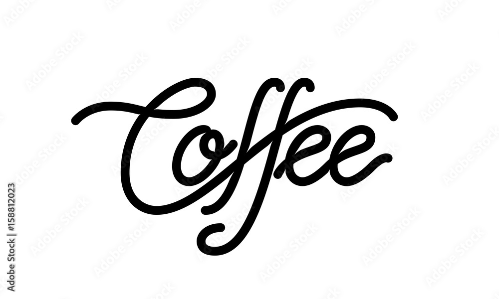 Coffee. Linear lettering isolated on white background Coffee. Linear lettering isolated on white background